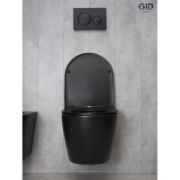 Подвесной унитаз Gid Convexo Bm2198 62226Y, безободковый, с сиденьем микролифт, черный матовый