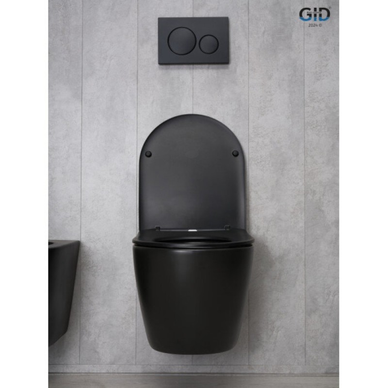 Подвесной унитаз Gid Convexo Bm2198 62226Y, безободковый, с сиденьем микролифт, черный матовый