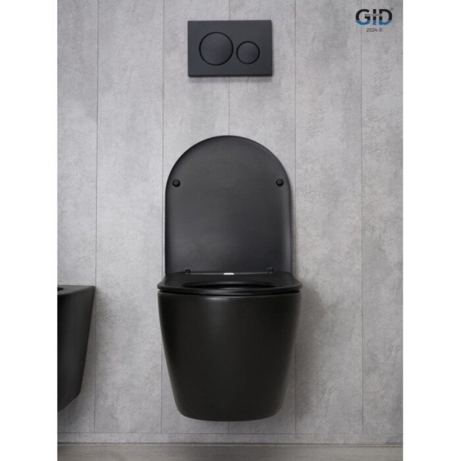 Подвесной унитаз Gid Convexo Bm2198 62226Y, безободковый, с сиденьем микролифт, черный матовый