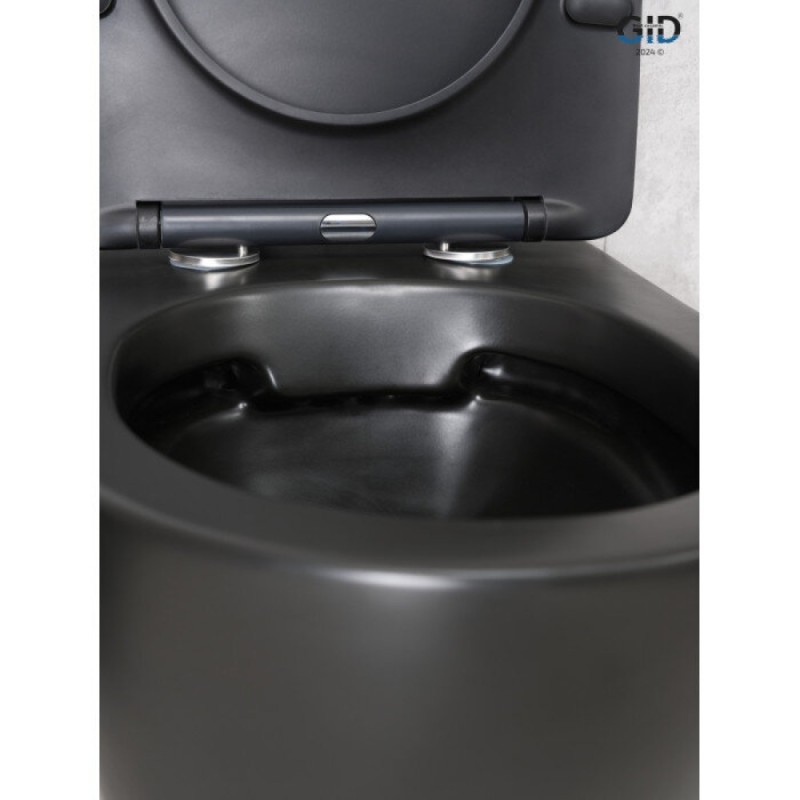Подвесной унитаз Gid Convexo Bm2198 62226Y, безободковый, с сиденьем микролифт, черный матовый