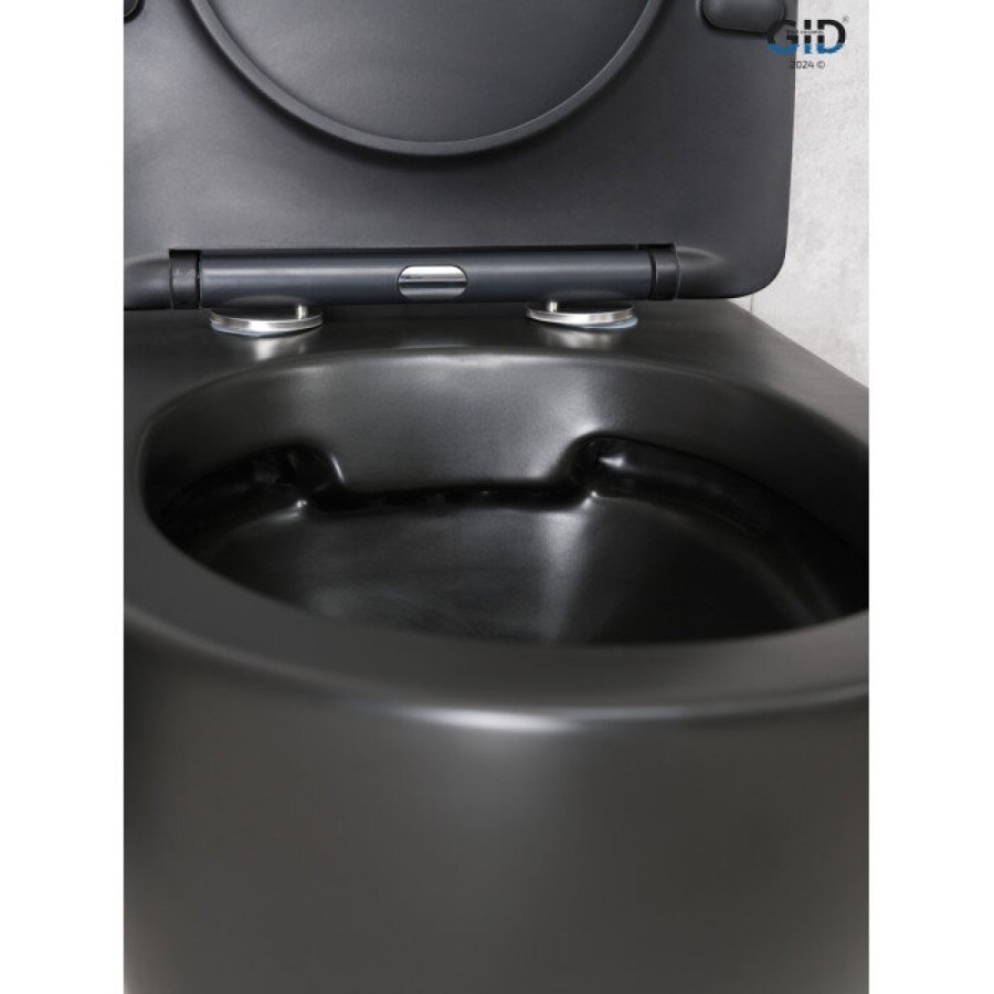 Подвесной унитаз Gid Convexo Bm2198 62226Y, безободковый, с сиденьем микролифт, черный матовый