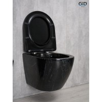 Подвесной унитаз Gid Convexo Bs2198 62227Y, безободковый, с сиденьем микролифт, черный под камень