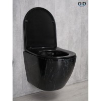 Подвесной унитаз Gid Convexo Bs2198 62227Y, безободковый, с сиденьем микролифт, черный под камень