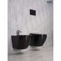 Подвесной унитаз Gid Convexo Bs2198 62227Y, безободковый, с сиденьем микролифт, черный под камень