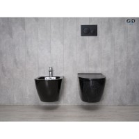 Подвесной унитаз Gid Convexo Bs2198 62227Y, безободковый, с сиденьем микролифт, черный под камень