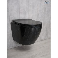 Подвесной унитаз Gid Convexo Bs2198 62227Y, безободковый, с сиденьем микролифт, черный под камень