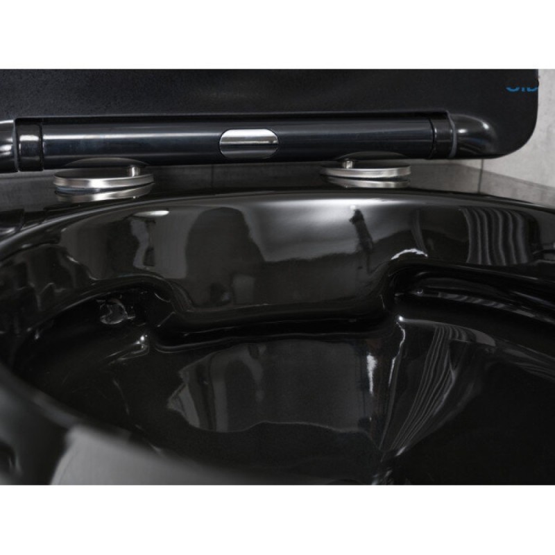 Подвесной унитаз Gid Convexo Bs2198 62227Y, безободковый, с сиденьем микролифт, черный под камень