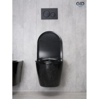 Подвесной унитаз Gid Convexo Bs2198 62227Y, безободковый, с сиденьем микролифт, черный под камень