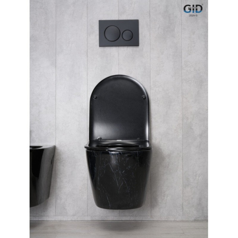 Подвесной унитаз Gid Convexo Bs2198 62227Y, безободковый, с сиденьем микролифт, черный под камень