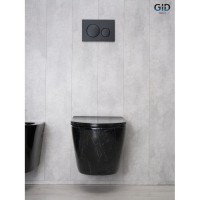 Подвесной унитаз Gid Convexo Bs2198 62227Y, безободковый, с сиденьем микролифт, черный под камень