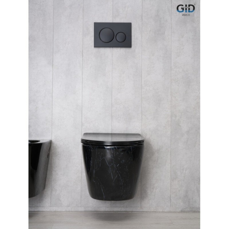 Подвесной унитаз Gid Convexo Bs2198 62227Y, безободковый, с сиденьем микролифт, черный под камень