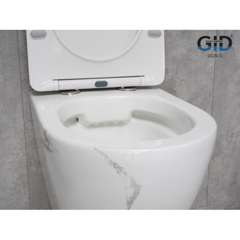 Подвесной унитаз Gid Convexo Ws2198 (СС) 62228Y, безободковый, с сиденьем микролифт, белый под камень