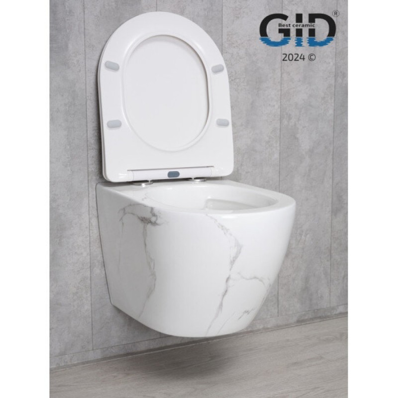 Подвесной унитаз Gid Convexo Ws2198 (СС) 62228Y, безободковый, с сиденьем микролифт, белый под камень