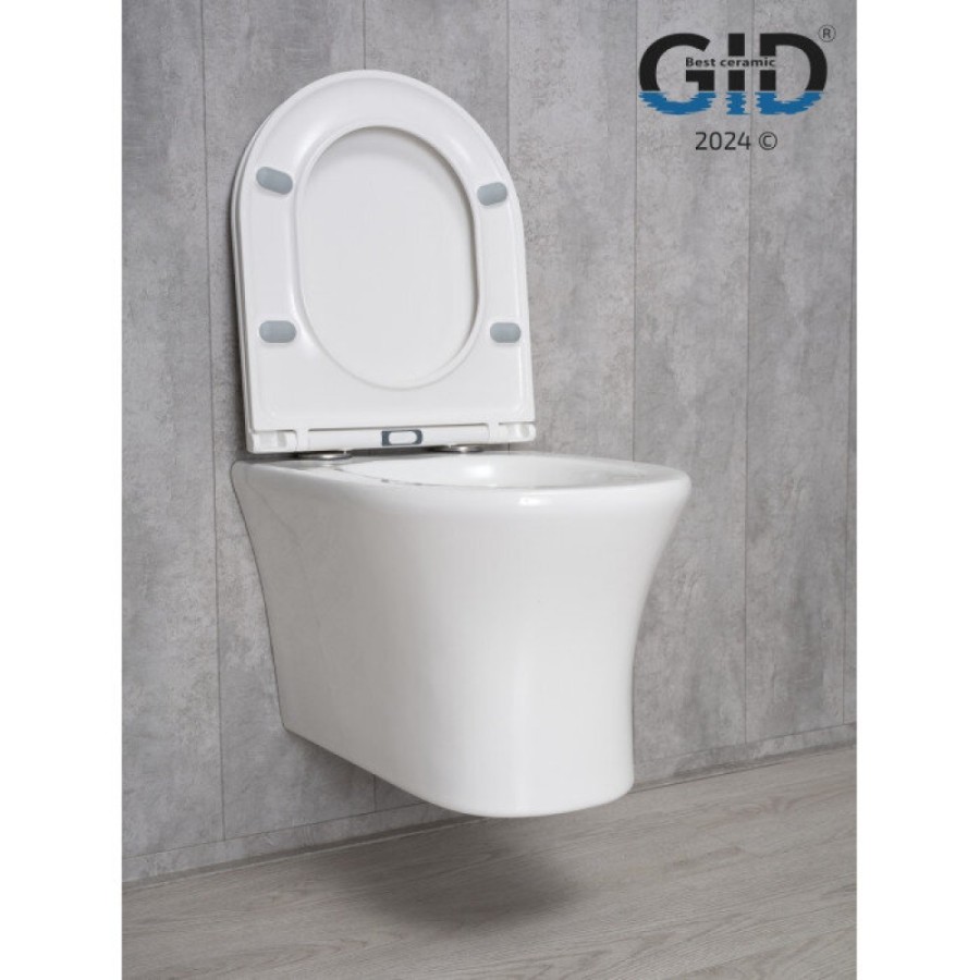 Подвесной унитаз Gid Concavo Tr2101 62232Y, безободковый, с сиденьем микролифт, белый