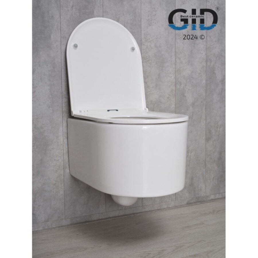 Подвесной унитаз Gid Concavo Tr2150 62233Y, безободковый, с сиденьем микролифт, белый