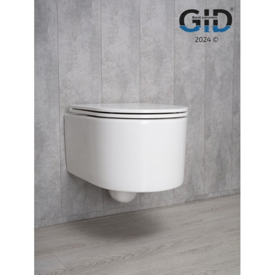 Подвесной унитаз Gid Concavo Tr2150 62233Y, безободковый, с сиденьем микролифт, белый