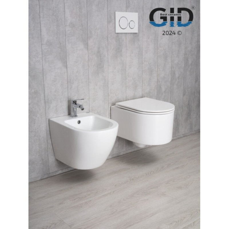 Подвесной унитаз Gid Concavo Tr2150 62233Y, безободковый, с сиденьем микролифт, белый