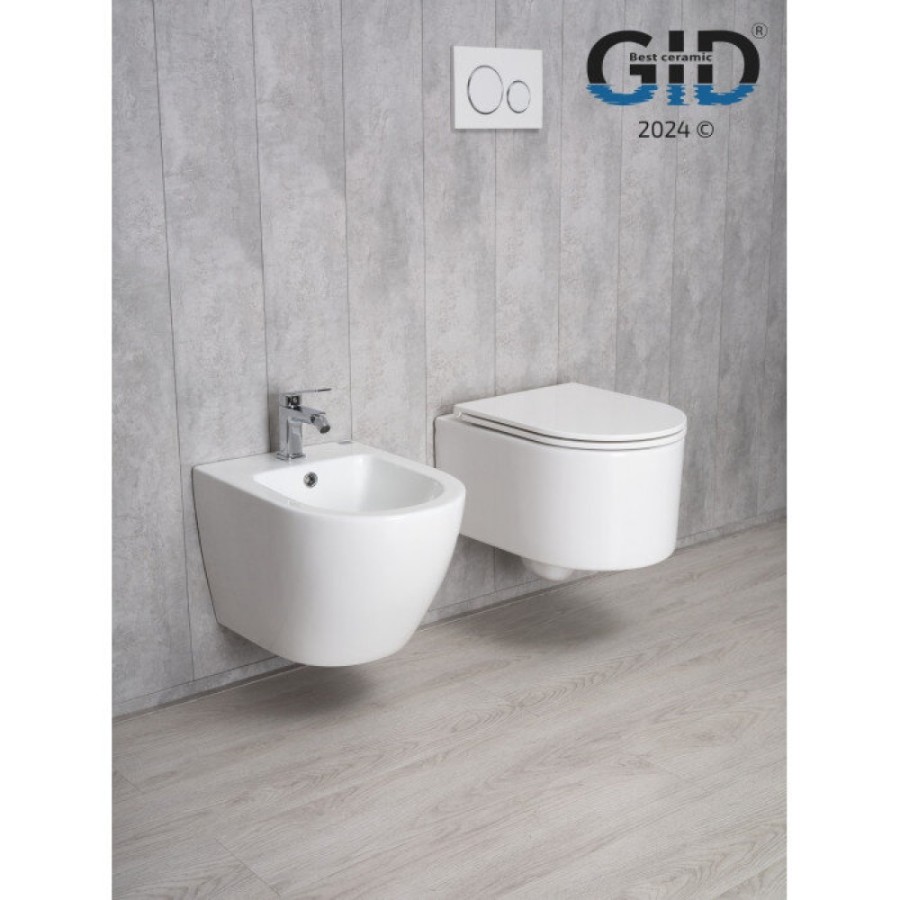 Подвесной унитаз Gid Concavo Tr2150 62233Y, безободковый, с сиденьем микролифт, белый