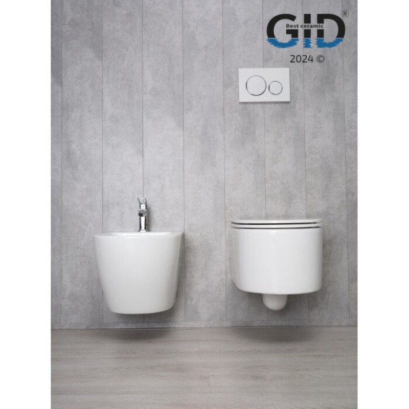 Подвесной унитаз Gid Concavo Tr2150 62233Y, безободковый, с сиденьем микролифт, белый