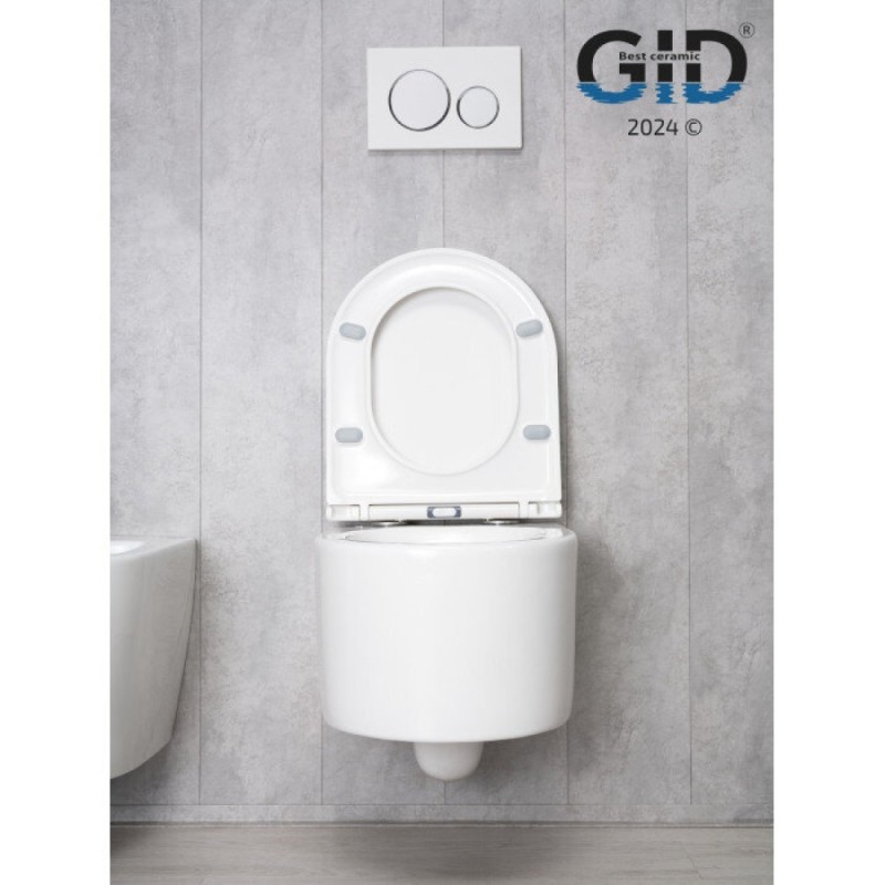 Подвесной унитаз Gid Concavo Tr2150 62233Y, безободковый, с сиденьем микролифт, белый
