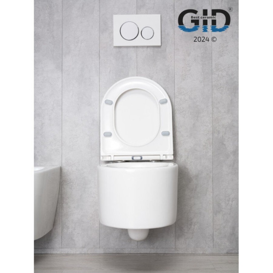 Подвесной унитаз Gid Concavo Tr2150 62233Y, безободковый, с сиденьем микролифт, белый
