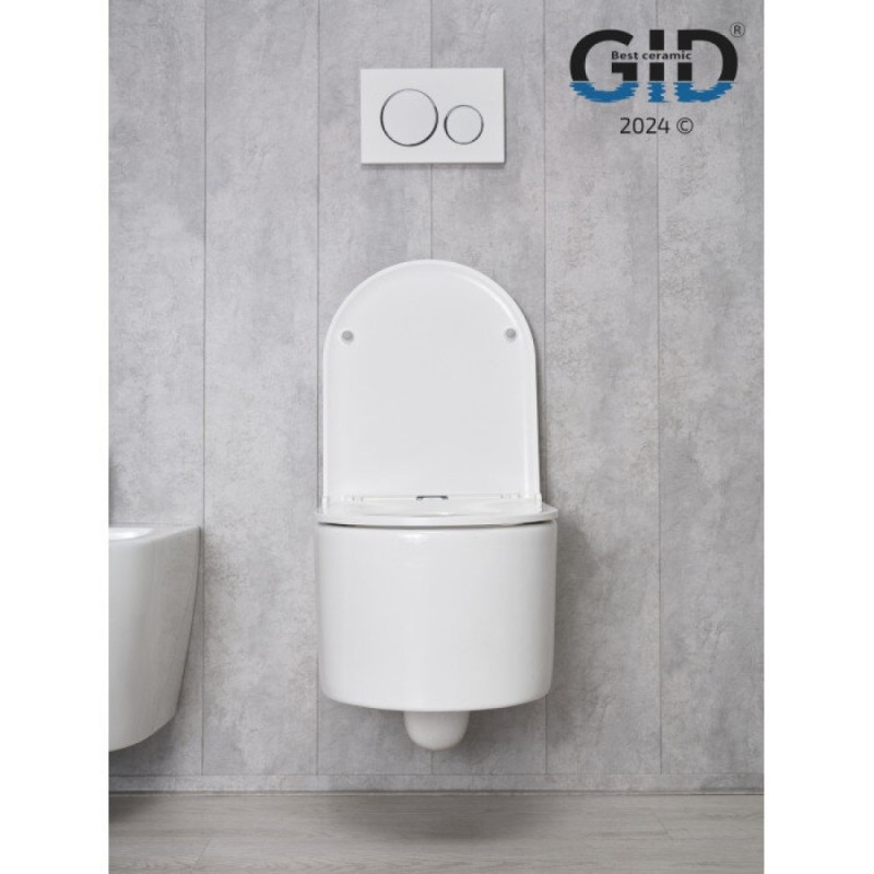 Подвесной унитаз Gid Concavo Tr2150 62233Y, безободковый, с сиденьем микролифт, белый