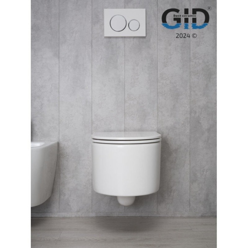 Подвесной унитаз Gid Concavo Tr2150 62233Y, безободковый, с сиденьем микролифт, белый