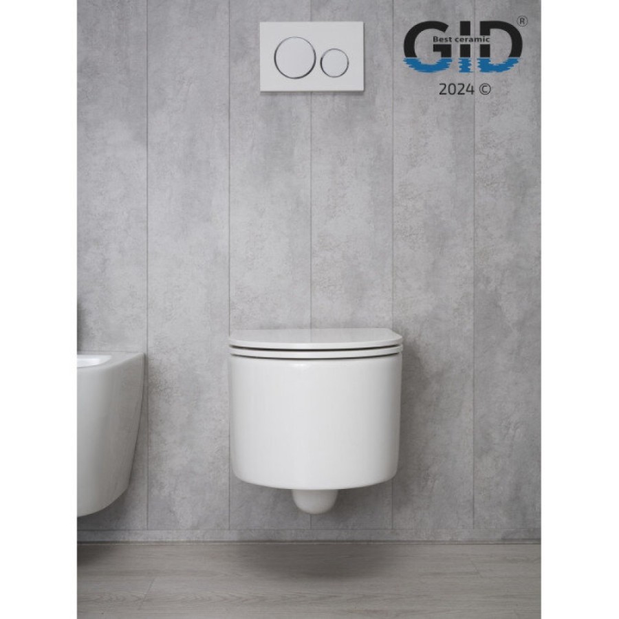 Подвесной унитаз Gid Concavo Tr2150 62233Y, безободковый, с сиденьем микролифт, белый