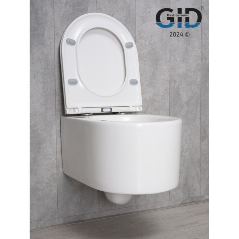 Подвесной унитаз Gid Concavo Tr2150 62233Y, безободковый, с сиденьем микролифт, белый