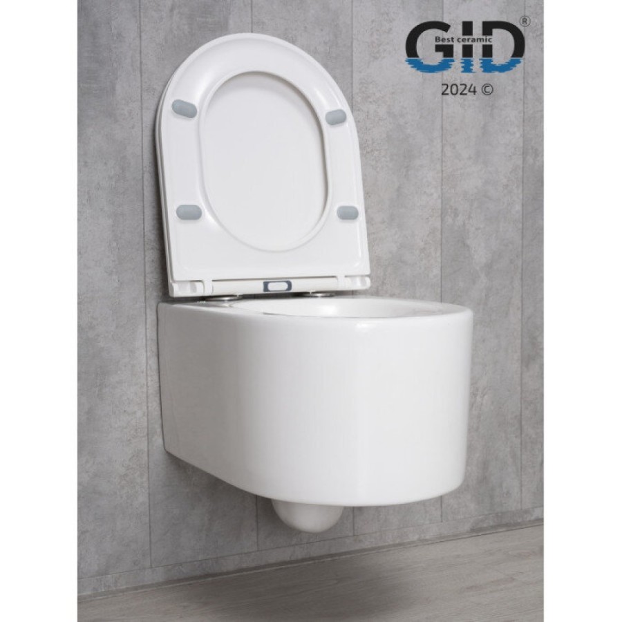 Подвесной унитаз Gid Concavo Tr2150 62233Y, безободковый, с сиденьем микролифт, белый