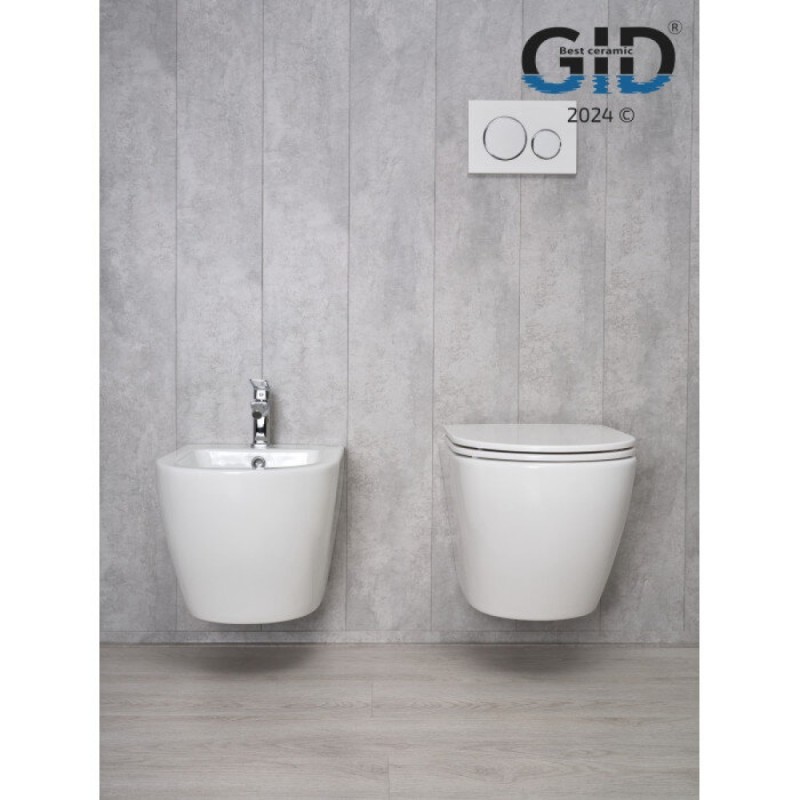 Подвесной унитаз Gid Convexo Tr2122 62234Y, безободковый, с сиденьем микролифт, белый