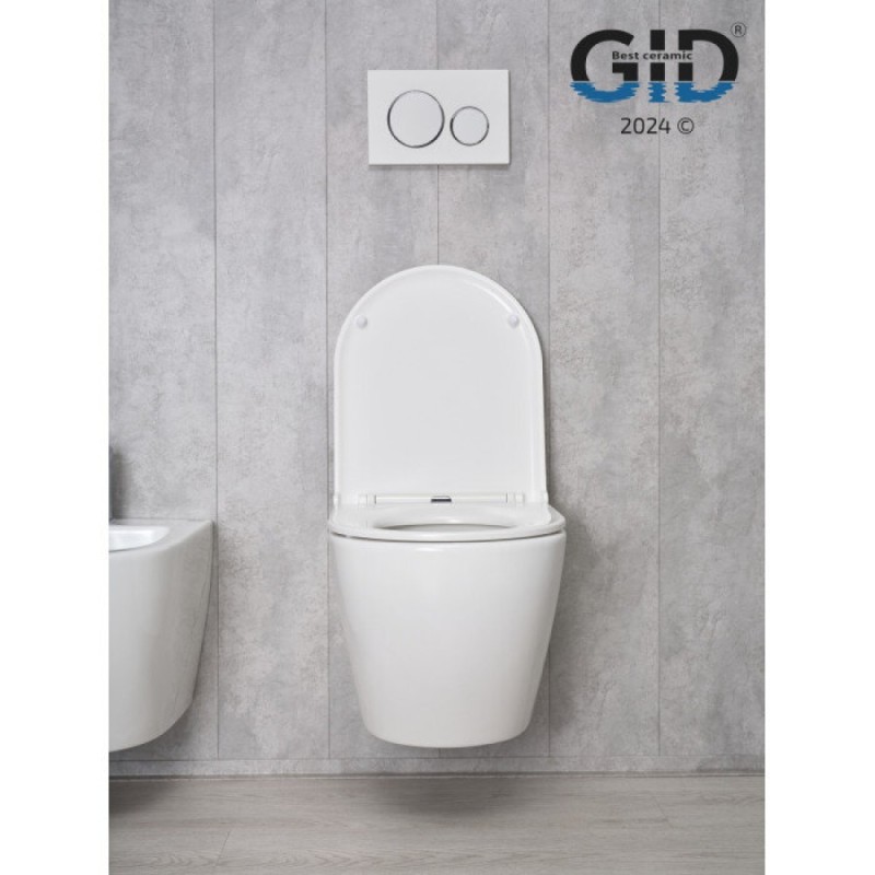 Подвесной унитаз Gid Convexo Tr2122 62234Y, безободковый, с сиденьем микролифт, белый