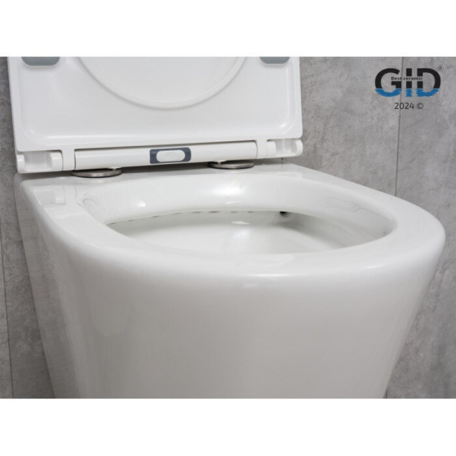 Подвесной унитаз Gid Cortado Tr2130 62235Y, безободковый, с сиденьем микролифт, белый