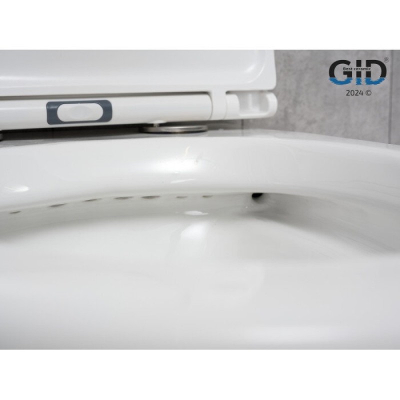 Подвесной унитаз Gid Cortado Tr2130 62235Y, безободковый, с сиденьем микролифт, белый