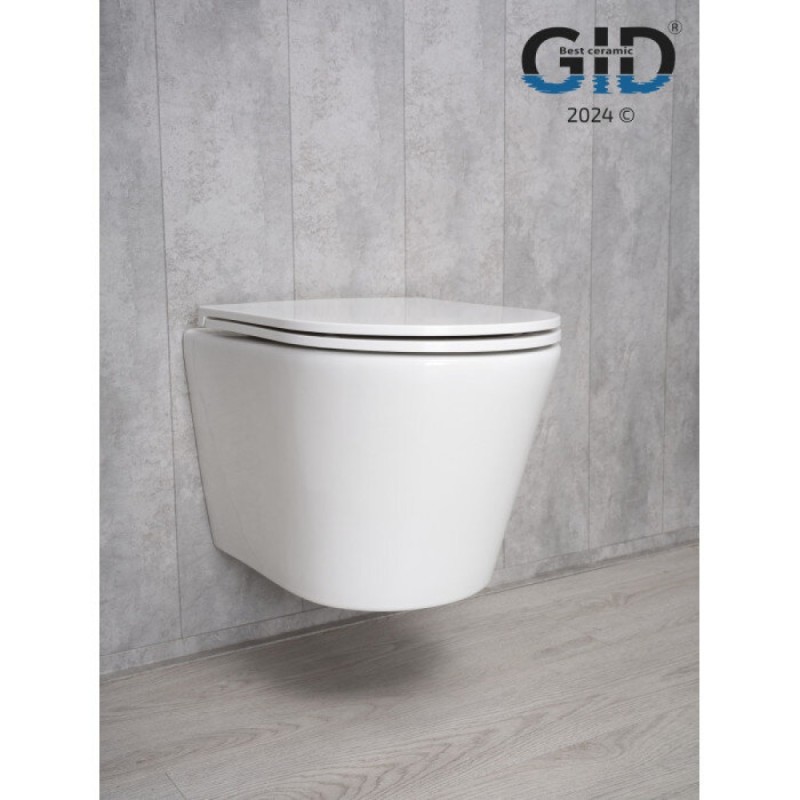 Подвесной унитаз Gid Cortado Tr2130 62235Y, безободковый, с сиденьем микролифт, белый