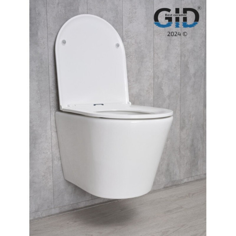Подвесной унитаз Gid Cortado Tr2130 62235Y, безободковый, с сиденьем микролифт, белый