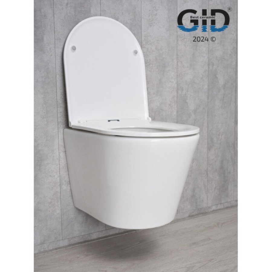 Подвесной унитаз Gid Cortado Tr2130 62235Y, безободковый, с сиденьем микролифт, белый