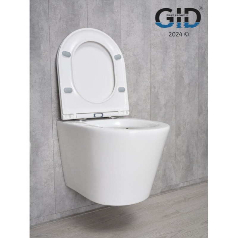 Подвесной унитаз Gid Cortado Tr2130 62235Y, безободковый, с сиденьем микролифт, белый