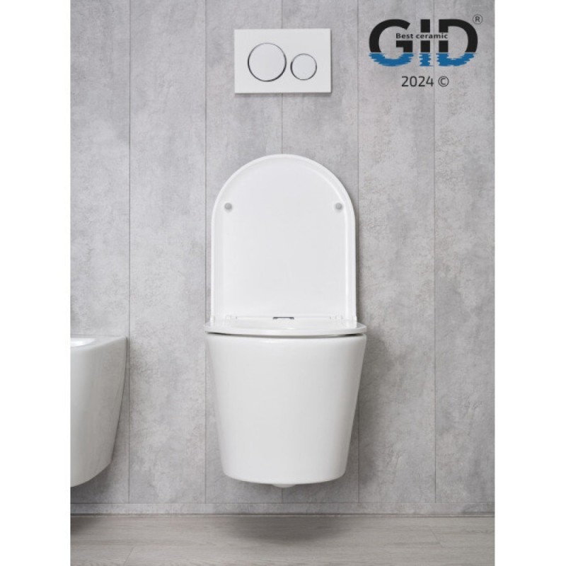 Подвесной унитаз Gid Cortado Tr2130 62235Y, безободковый, с сиденьем микролифт, белый