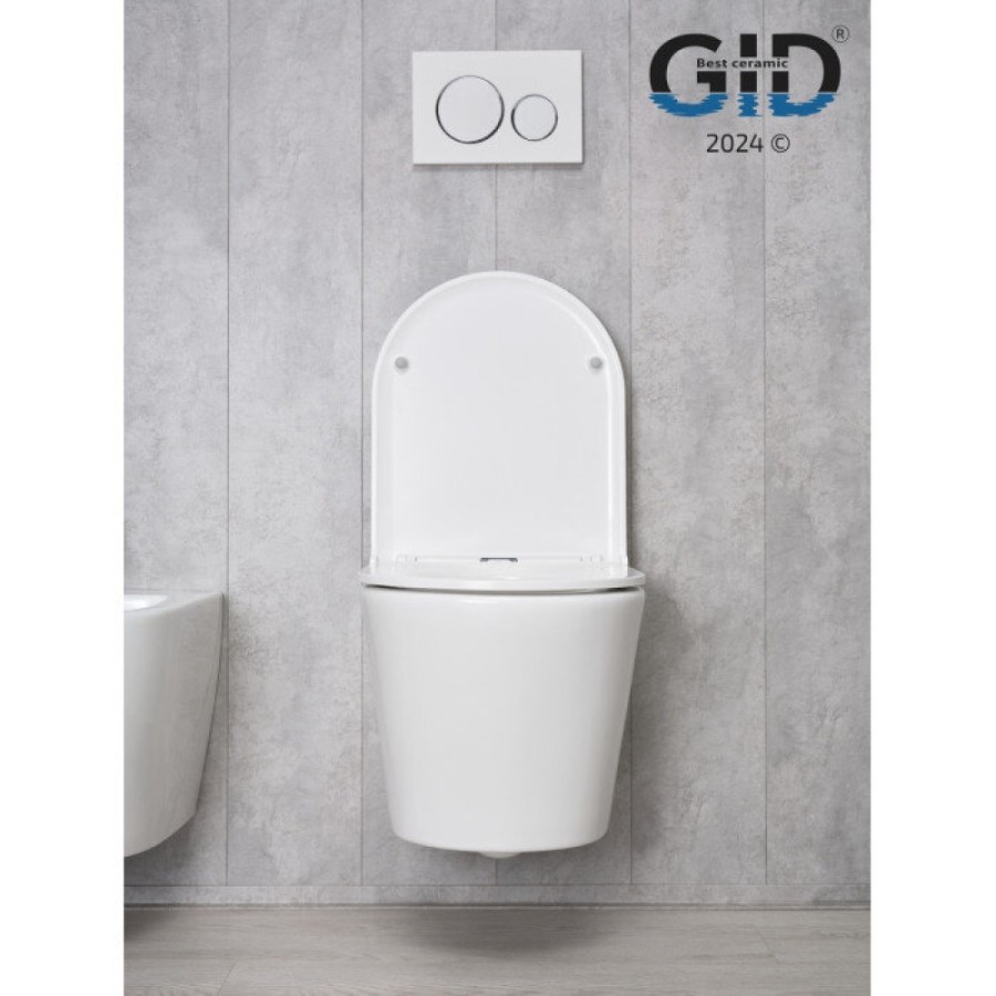 Подвесной унитаз Gid Cortado Tr2130 62235Y, безободковый, с сиденьем микролифт, белый