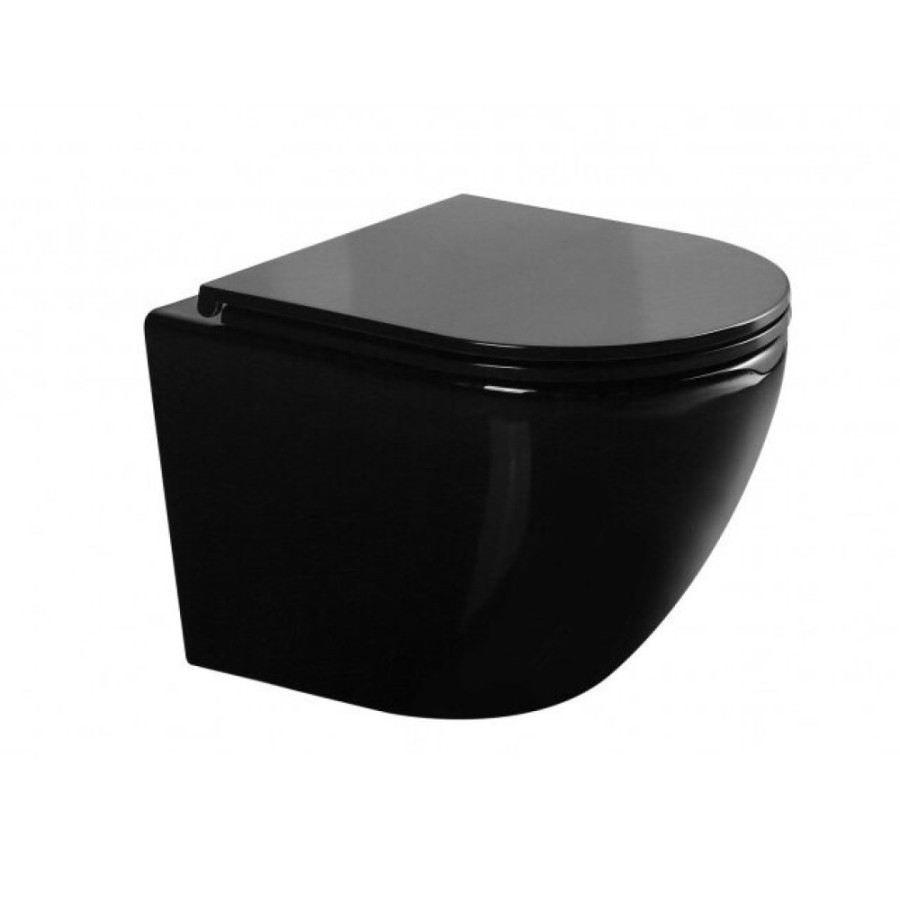Подвесной унитаз Gid Convexo Tr2122BL 62237Y, безободковый, с сиденьем микролифт, черный