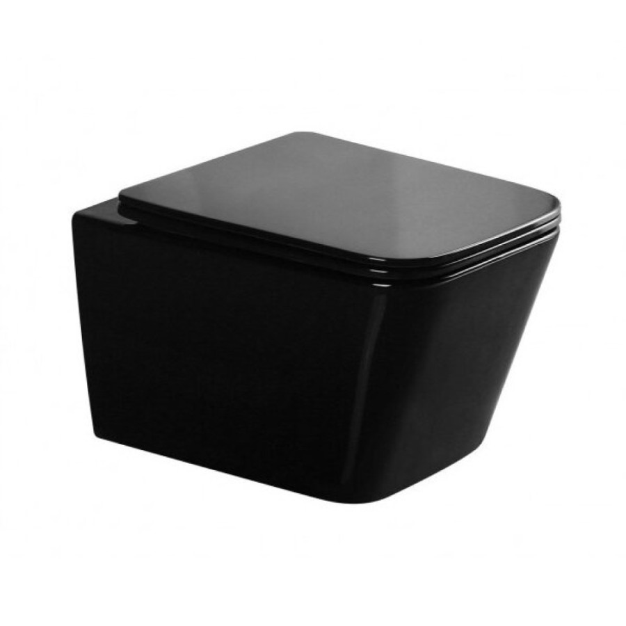 Подвесной унитаз Gid Cuadrado Tr2155BL 62238Y, безободковый, с сиденьем микролифт, черный