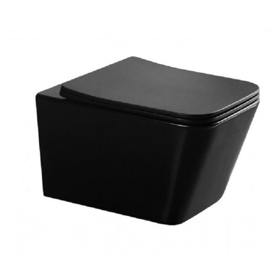 Подвесной унитаз Gid Cuadrado Tr2155Bm 62239Y, безободковый, с сиденьем микролифт, черный матовый