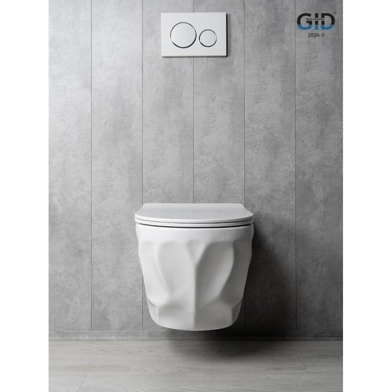 Подвесной унитаз Gid Tornado Tr2196TFX 62263Y, безободковый, с сиденьем микролифт, белый