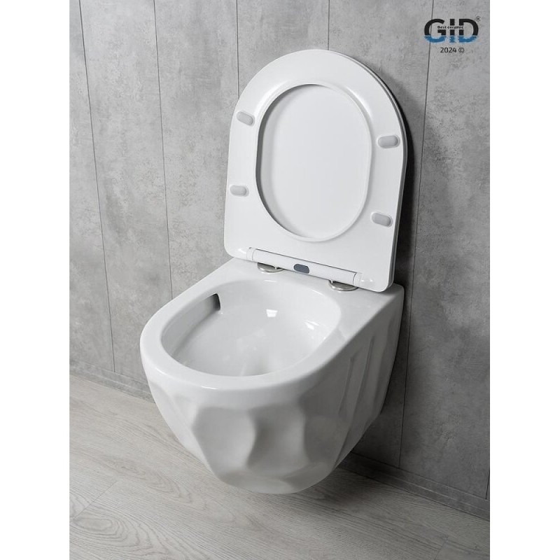 Подвесной унитаз Gid Tornado Tr2196TFX 62263Y, безободковый, с сиденьем микролифт, белый