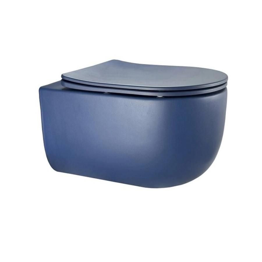 Подвесной унитаз Gid Tornado Tr2133TF-BUM 62301Y, безободковый, с сиденьем микролифт, синий матовый