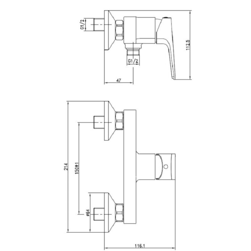 Смеситель Cersanit Nature 63065 для душа, хром