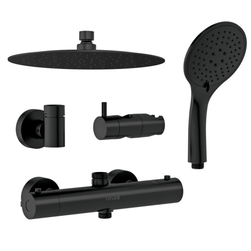 Душевая система Cersanit Brasko 63112 Black с термостатом, черная