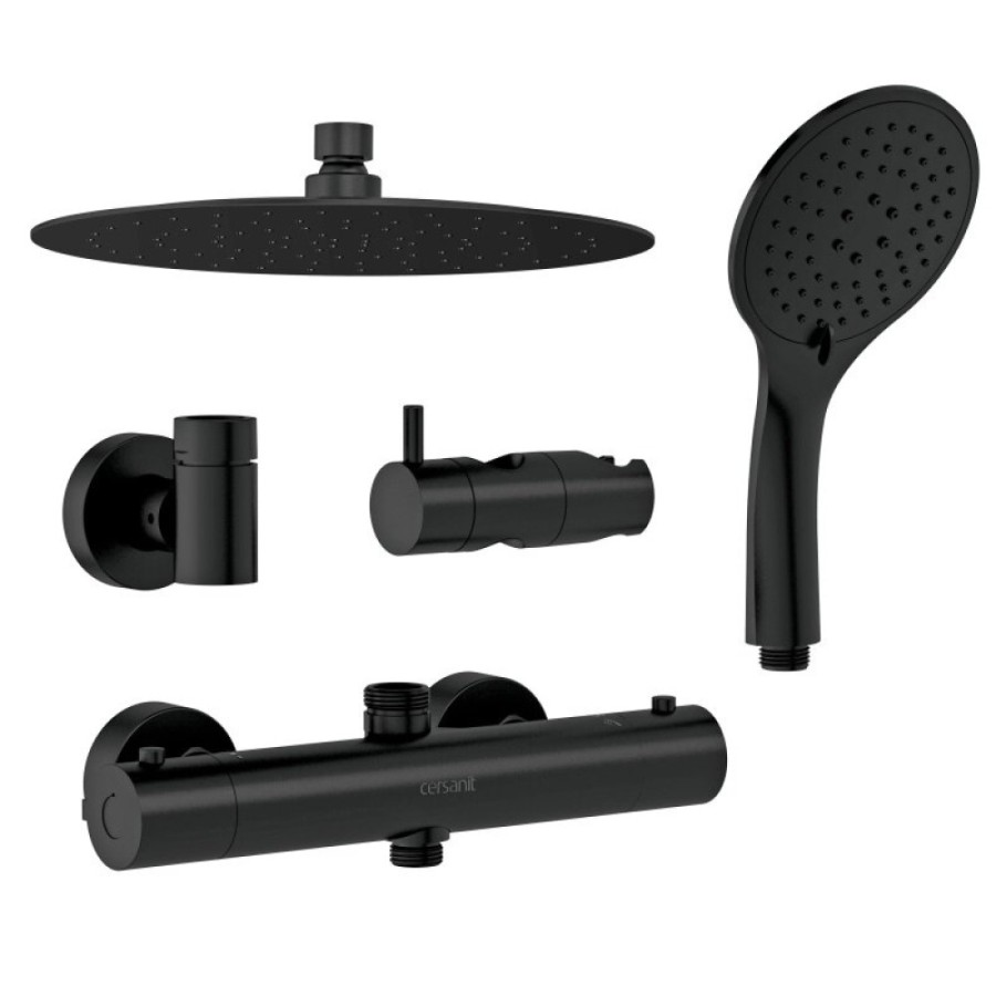 Душевая система Cersanit Brasko 63112 Black с термостатом, черная