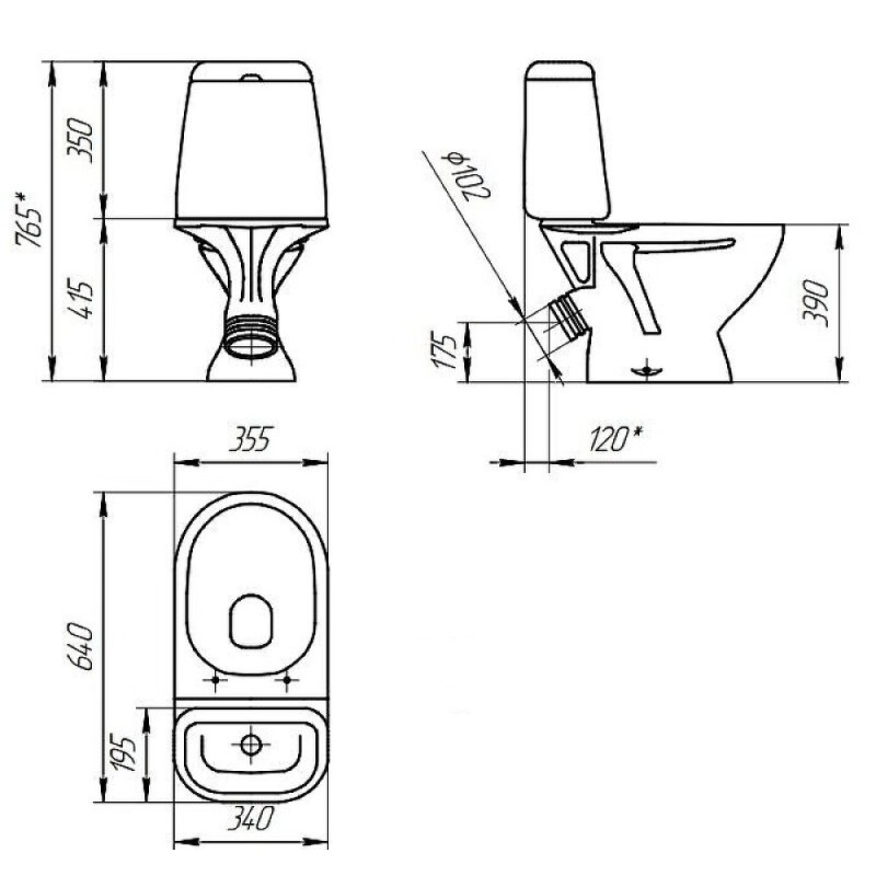 Унитаз-компакт Cersanit Star 63423, с сиденьем микролифт, белый